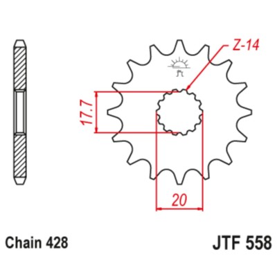 JTF558.18 Piñon Derbi Kawasaki Yamaha 18Z