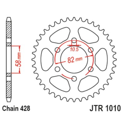 Plato ESJOT 428-43T acero 43 dientes compatible Benelli, Keeway, KSR y Online 125cc