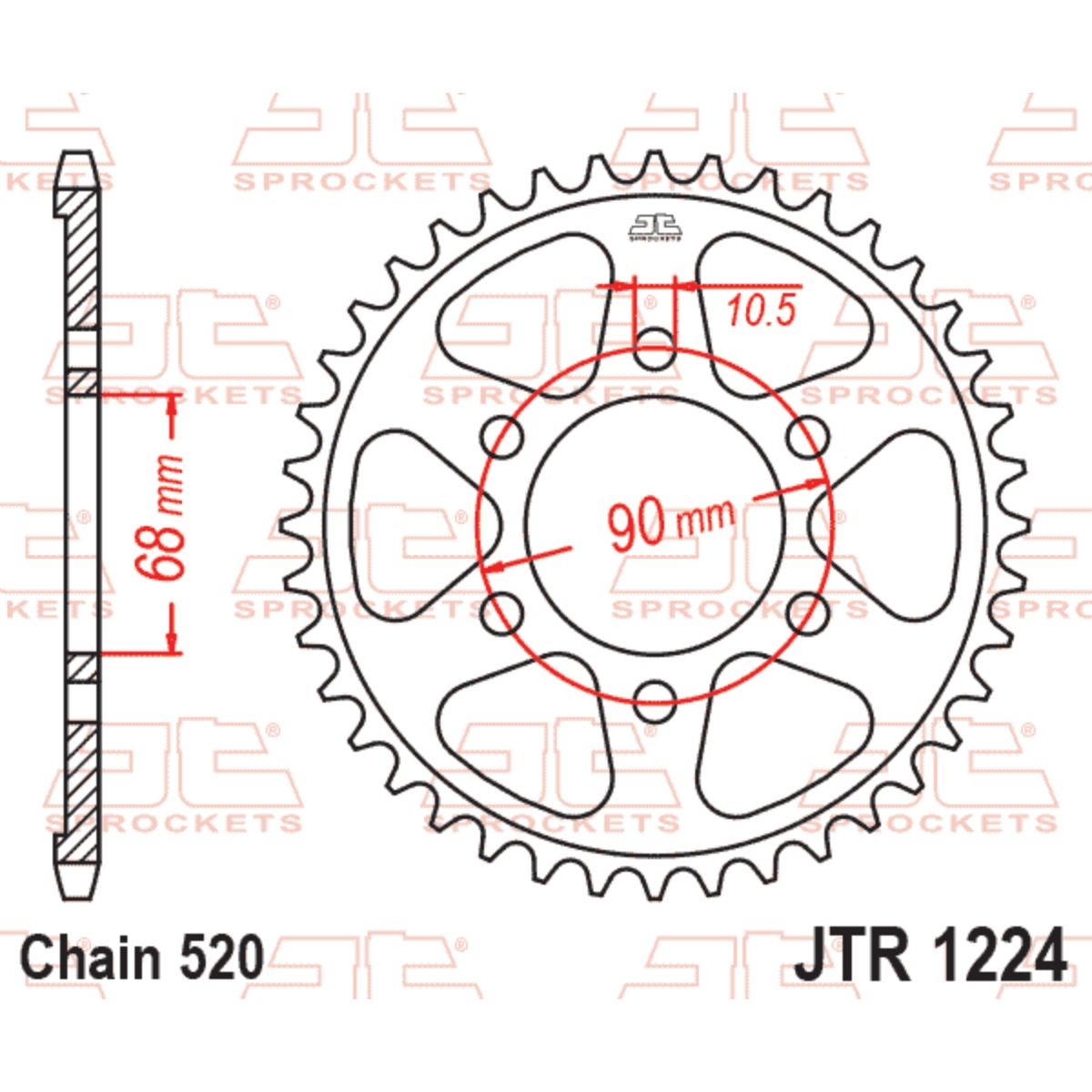 Corona de acero JT Sprockets 520 36 dientes para Honda CB300R Neo Sports Cafe ABS 2018-2021