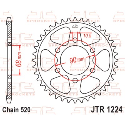 Corona de acero JT Sprockets 520 36 dientes para Honda CB300R Neo Sports Cafe ABS 2018-2021