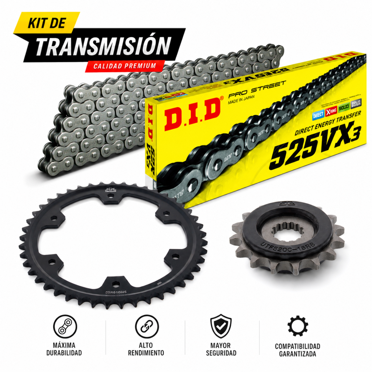 Kit transmisión Triumph Tiger 900 Pro ABS DID 525 VX3