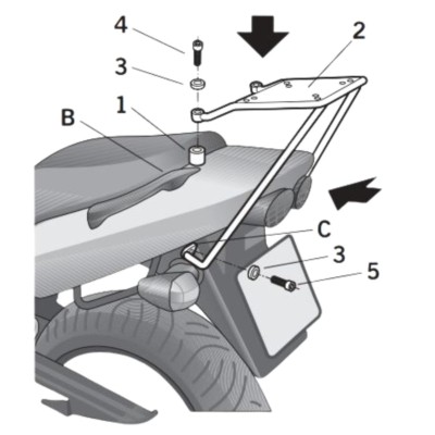 Fijación Trasera para Maleta SHAD Kawasaki ZR-7 (01-05); Kawasaki ZR-7 S (01-05)