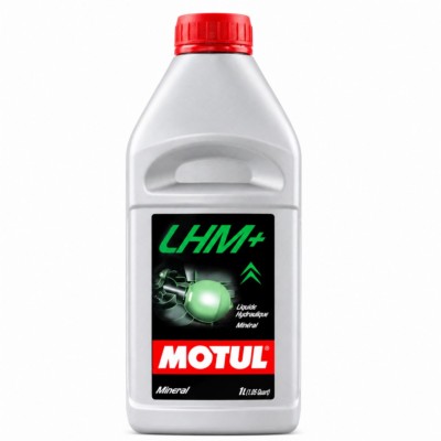 Líquido de freno y embrague Motul LHM+ Mineral 1L color verde para circuitos hidráulicos, suspensiones y dirección asistida