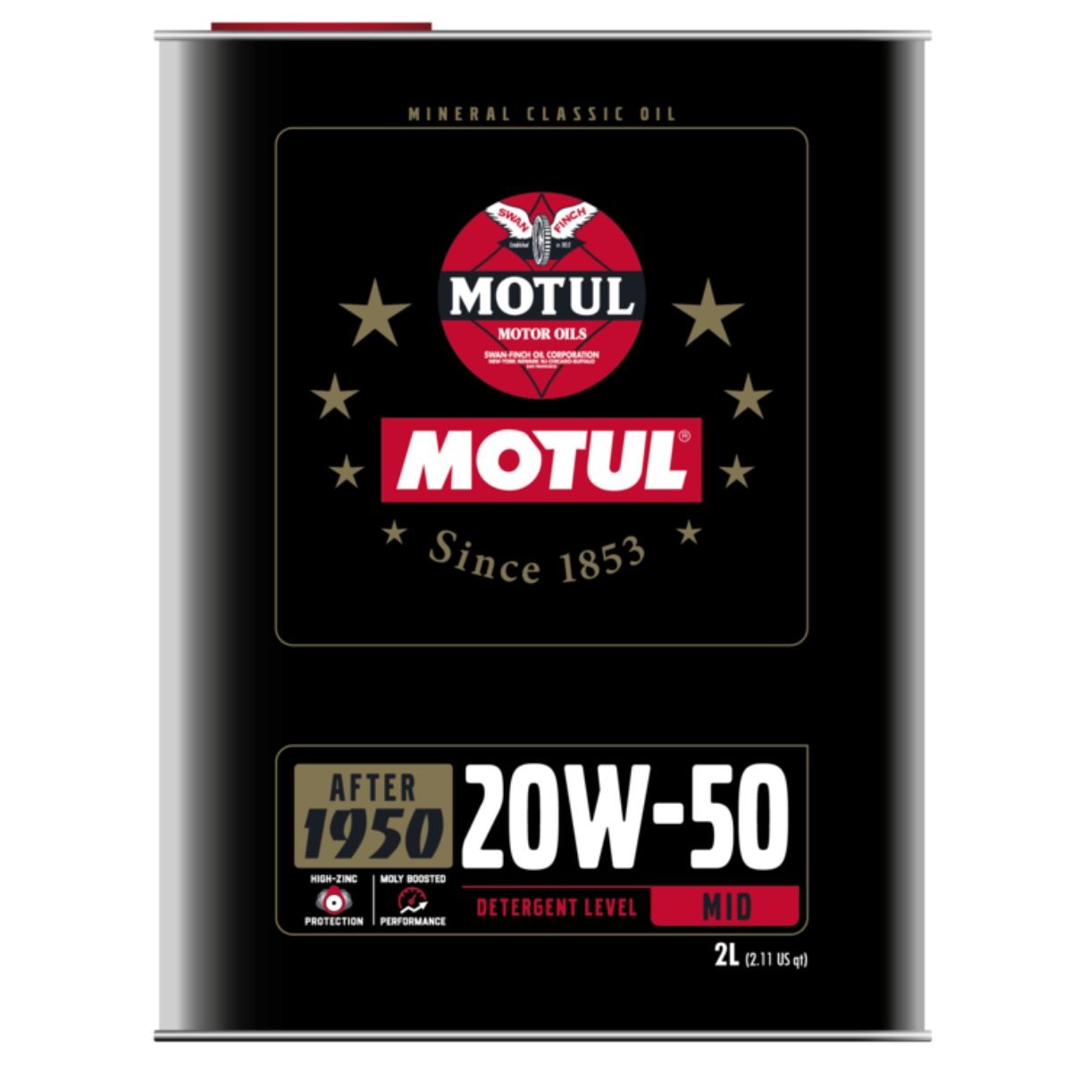 lata de aceite Motul Classic Performance 20W50 para motores clásicos gasolina y diésel