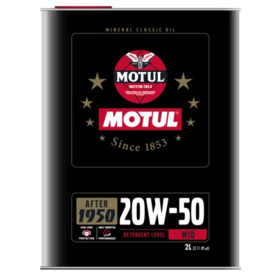lata de aceite Motul Classic Performance 20W50 para motores clásicos gasolina y diésel