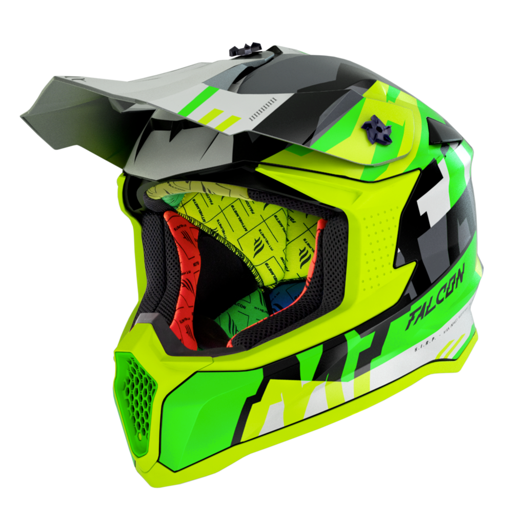 Casco Cross MT FALCON ARYA A3 Cross Amarillo Fluor Mate 1