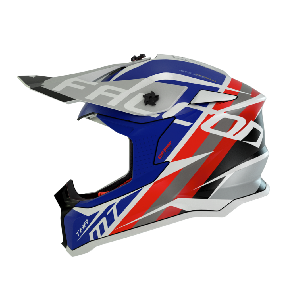 Casco Cross MT FALCON THR A7 AZUL PERLA BRILLO