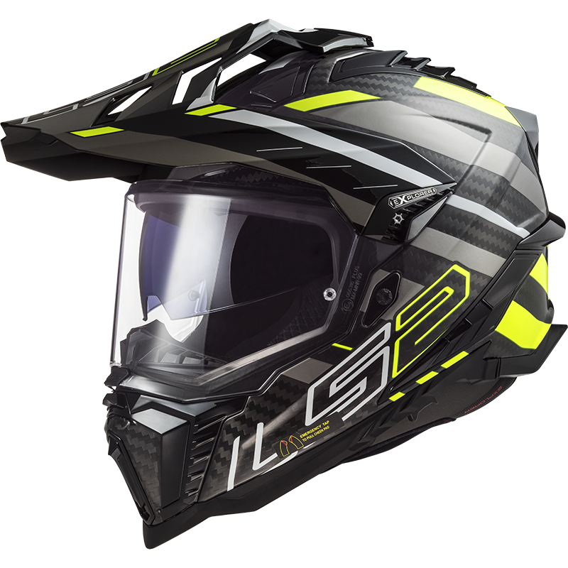 Casco LS2 TRAIL MX701 EXPLORER CARBON EDGE NEGRO AMARILLO TITANIO ECE 22.06