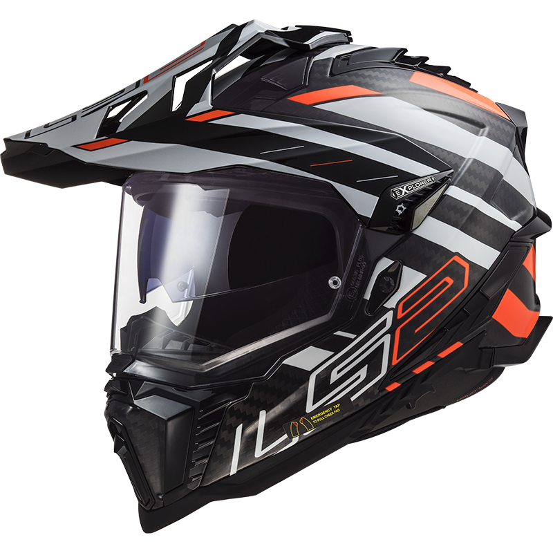 Casco LS2 TRAIL MX701 EXPLORER CARBON EDGE NEGRO NARANJA BLANCO ECE 22.06