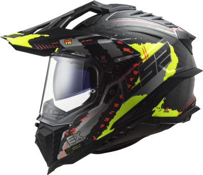 Casco LS2 TRAIL MX701 EXPLORER CARBON EXTEND NEGRO AMARILLO MATE ECE 22.06