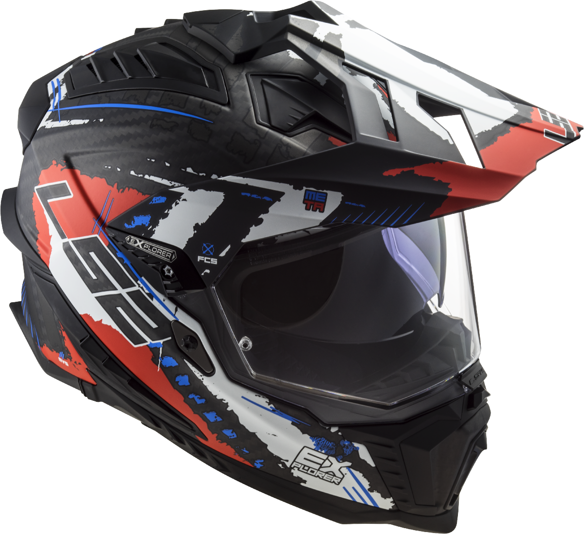 Casco LS2 TRAIL MX701 EXPLORER CARBON EXTEND NEGRO ROJO MATE ECE 22.06 2