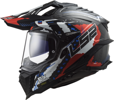 Casco LS2 TRAIL MX701 EXPLORER CARBON EXTEND NEGRO ROJO MATE ECE 22.06