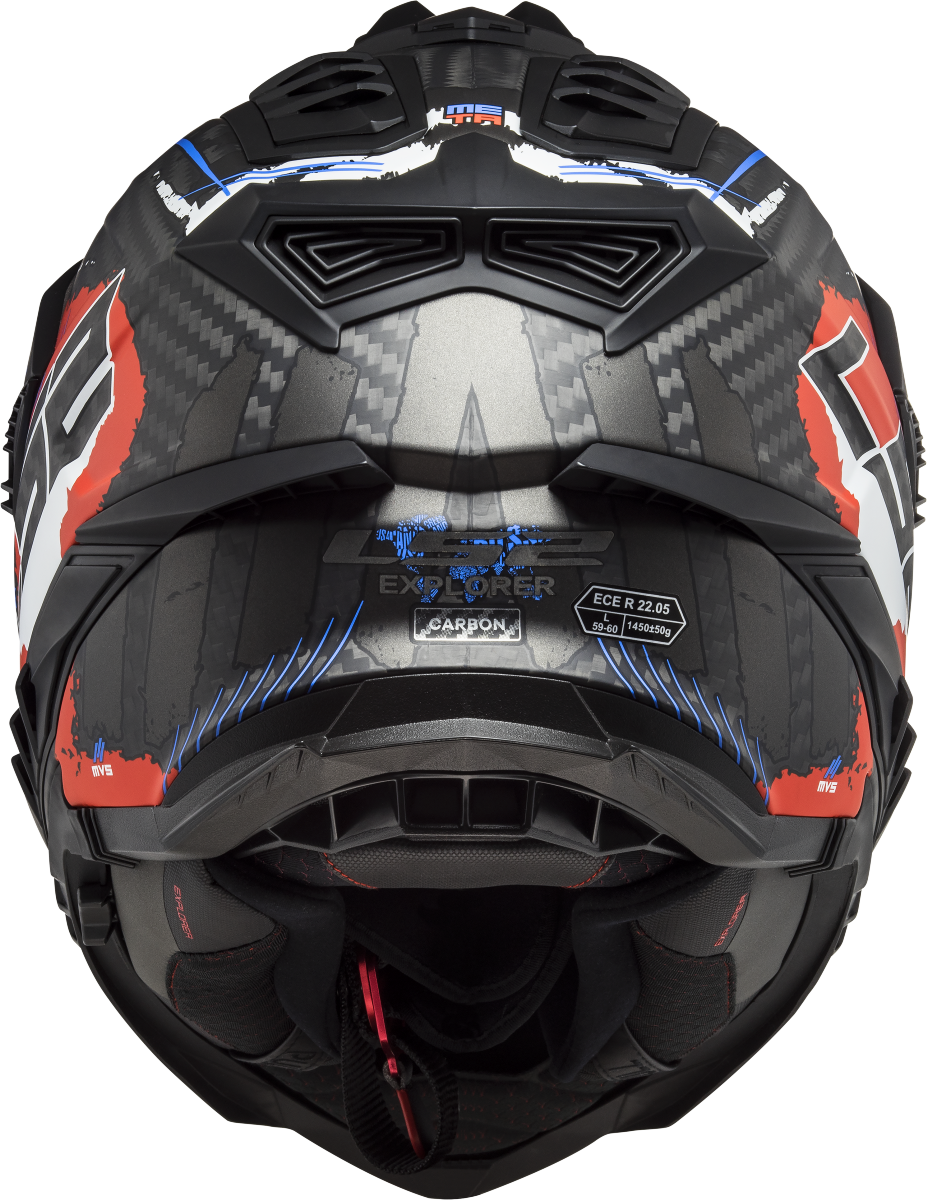 Casco LS2 TRAIL MX701 EXPLORER CARBON EXTEND NEGRO ROJO MATE ECE 22.06 3