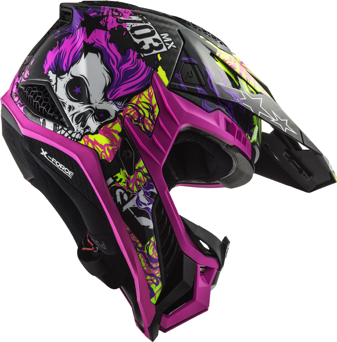 Casco LS2 MX703 X-FORCE FIRESKULL VIOLETA ECE 22.06 3