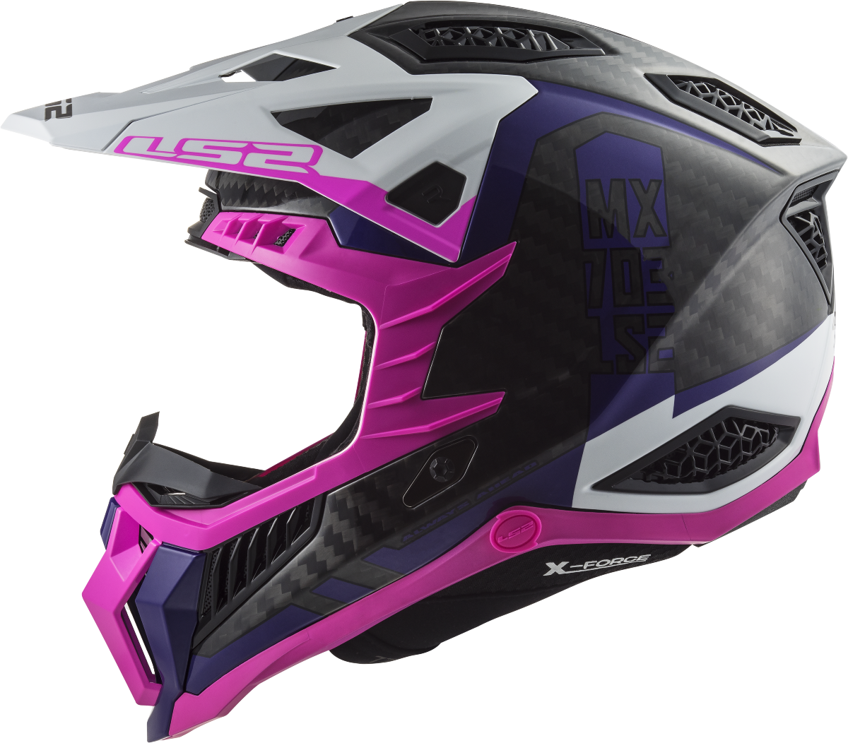 Casco LS2 MX703 X-FORCE VICTORY ROSA FLUOR/VIOLETA ECE 22.06