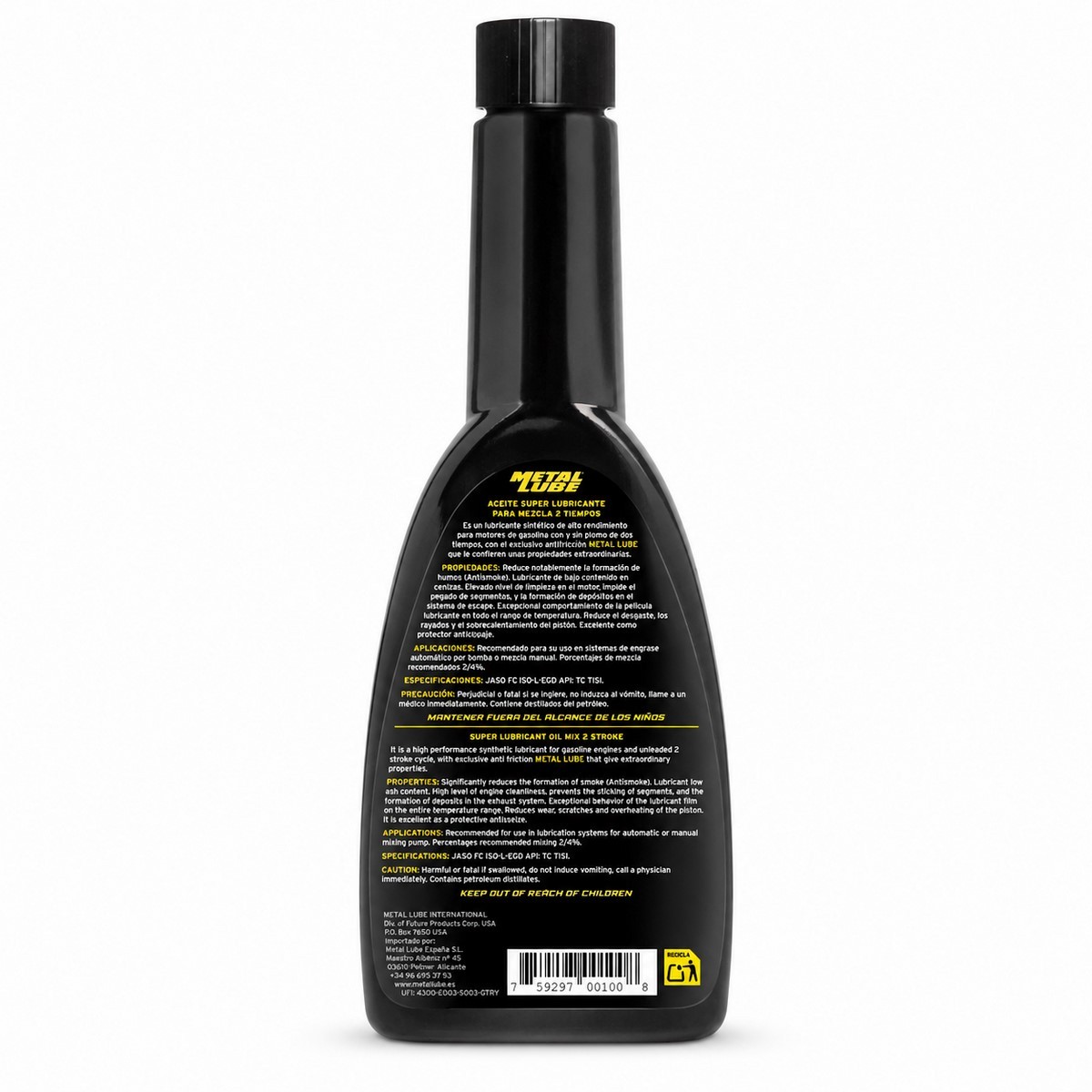 Aceite METAL LUBE 32A2T Súper Lubricante 2 Tiempos 946ml para motores de moto 1