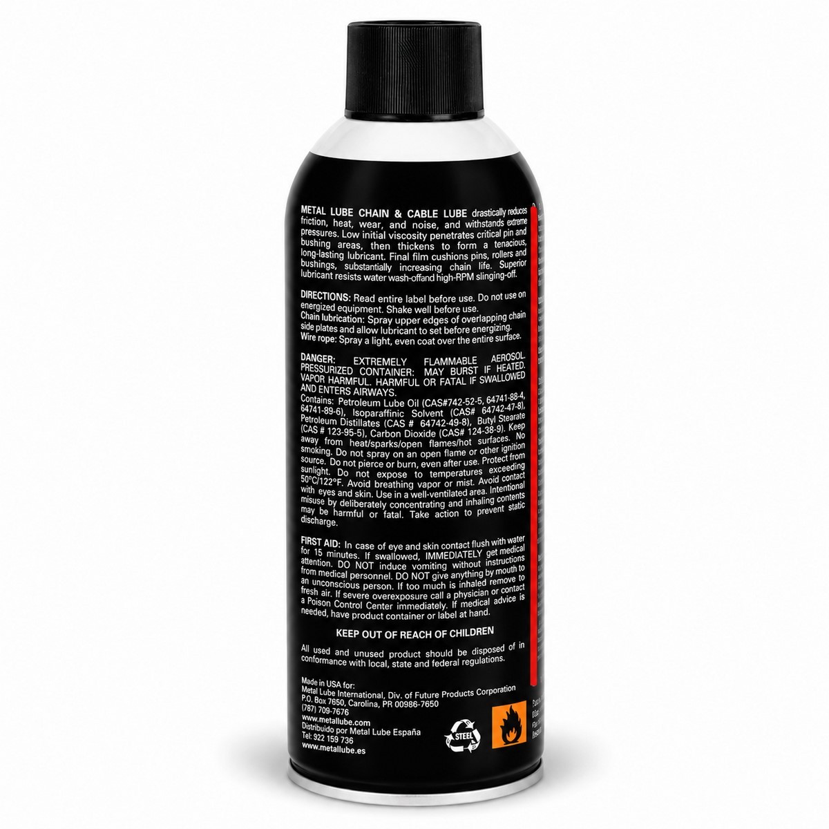Metal Lube fórmula cadenas y cables resistente al agua y desgaste