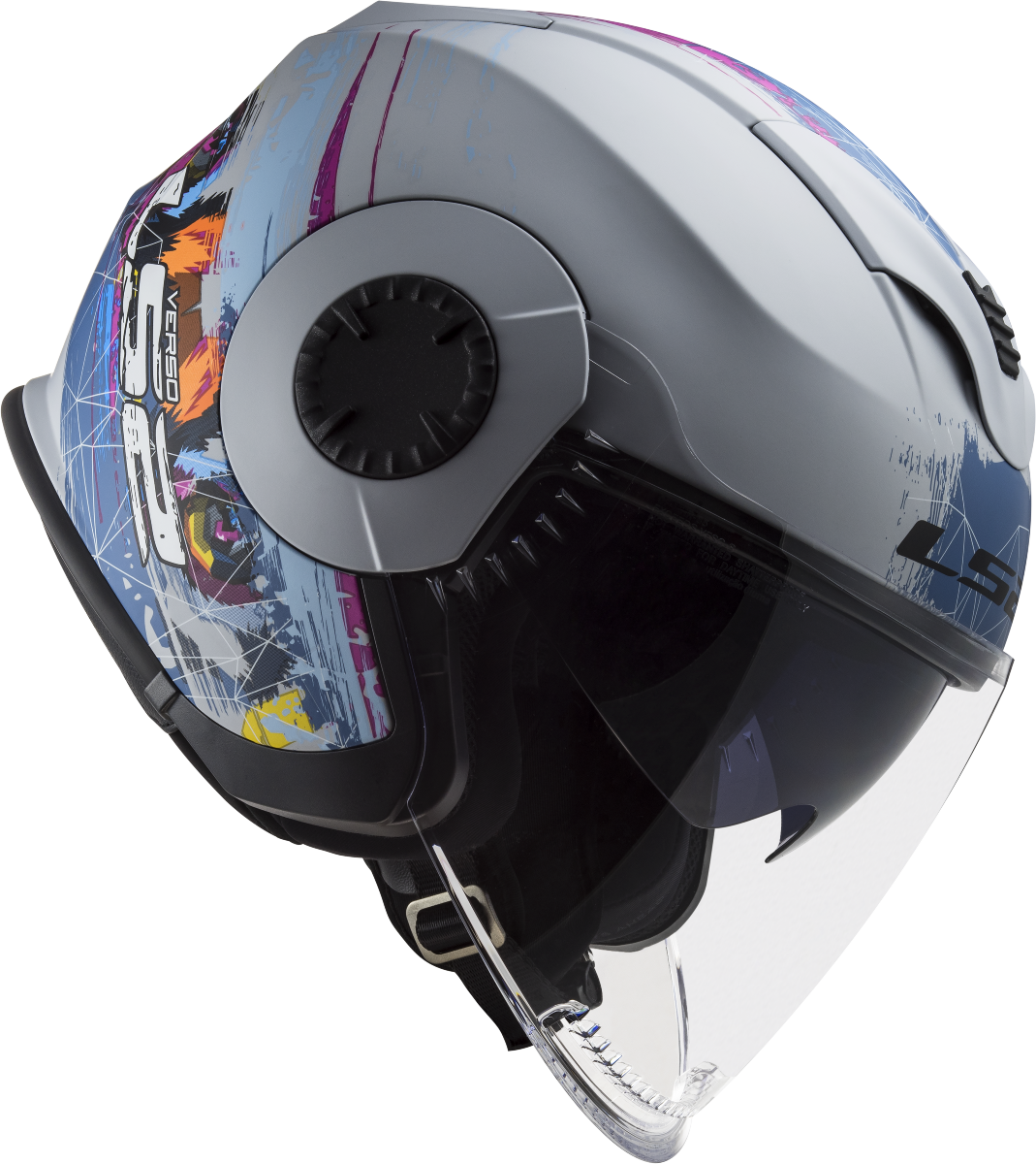 Casco LS2 OF570 VERSO SPRING PLATA MATE/AZUL 2