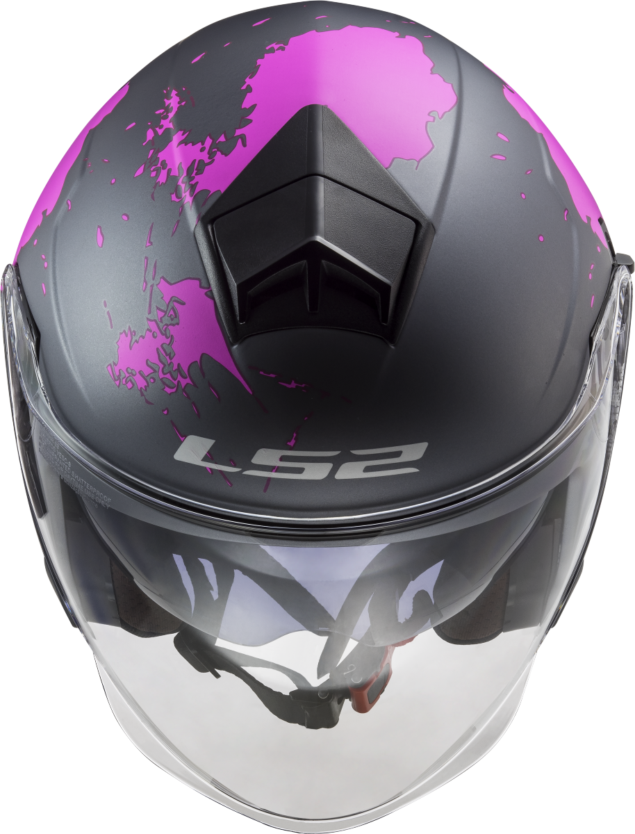 Casco LS2 OF573 TWISTER II XOVER TITANIO MATE/PURPURA 2