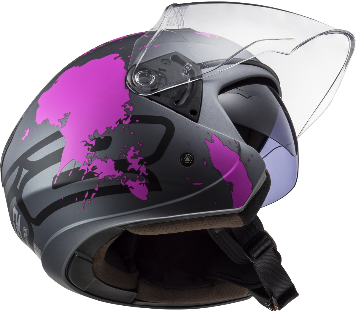 Casco LS2 OF573 TWISTER II XOVER TITANIO MATE/PURPURA 1