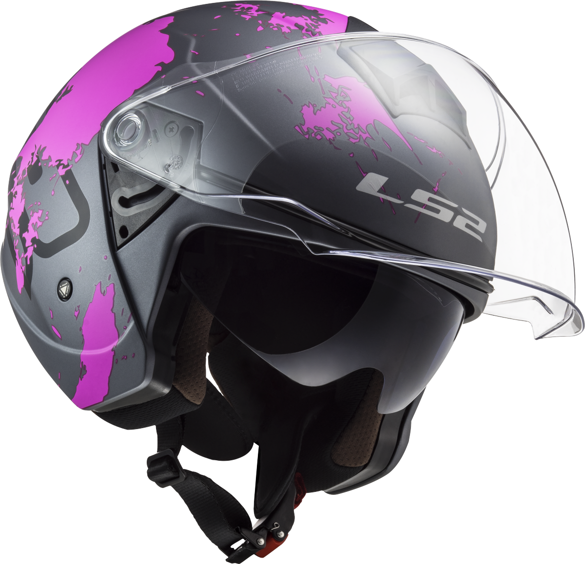 Casco LS2 OF573 TWISTER II XOVER TITANIO MATE/PURPURA 3