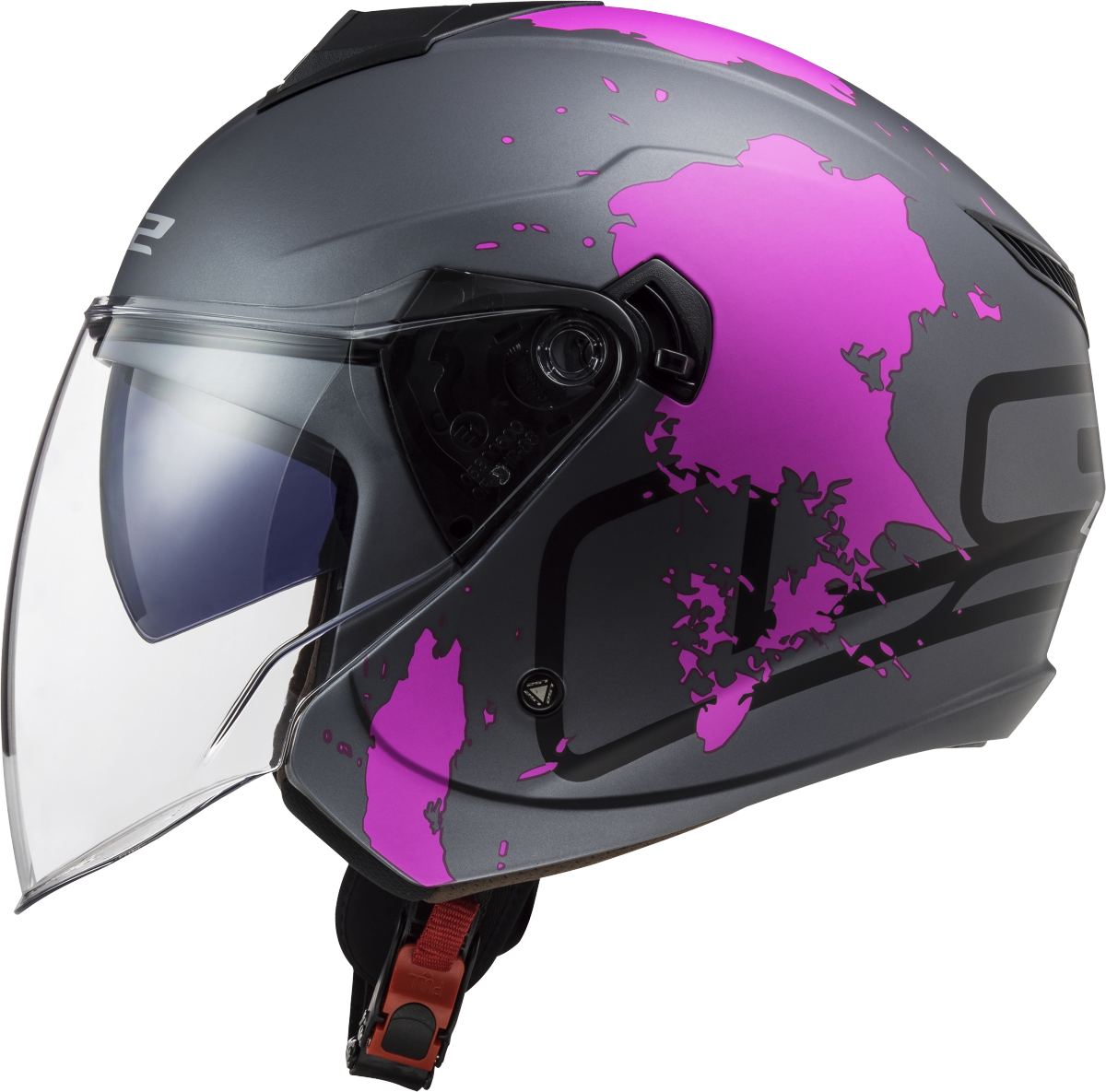 Casco LS2 OF573 TWISTER II XOVER TITANIO MATE/PURPURA