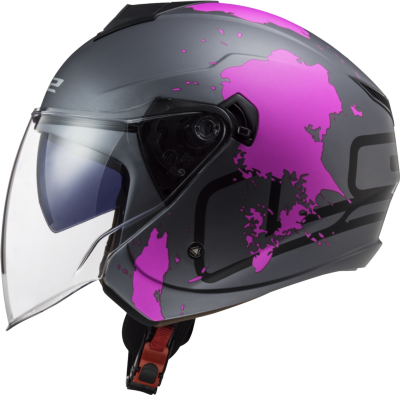 Casco LS2 OF573 TWISTER II XOVER TITANIO MATE/PURPURA