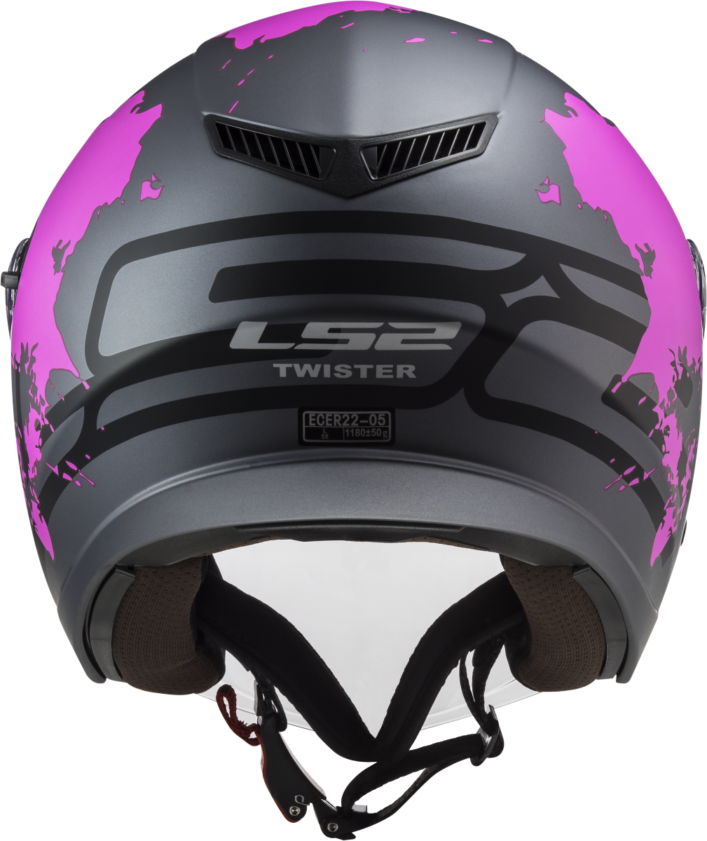 Casco LS2 OF573 TWISTER II XOVER TITANIO MATE/PURPURA 4