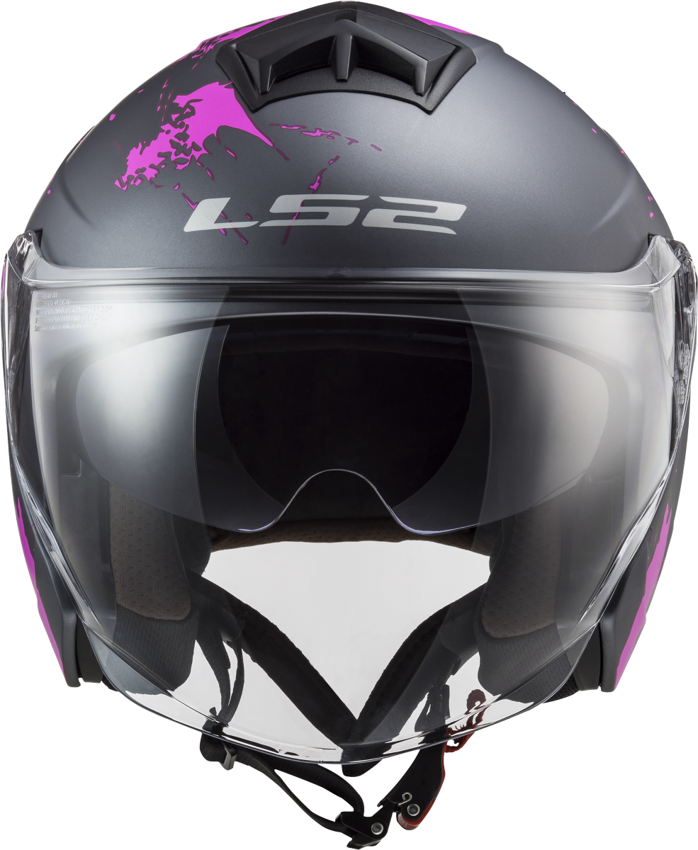 Casco LS2 OF573 TWISTER II XOVER TITANIO MATE/PURPURA 5