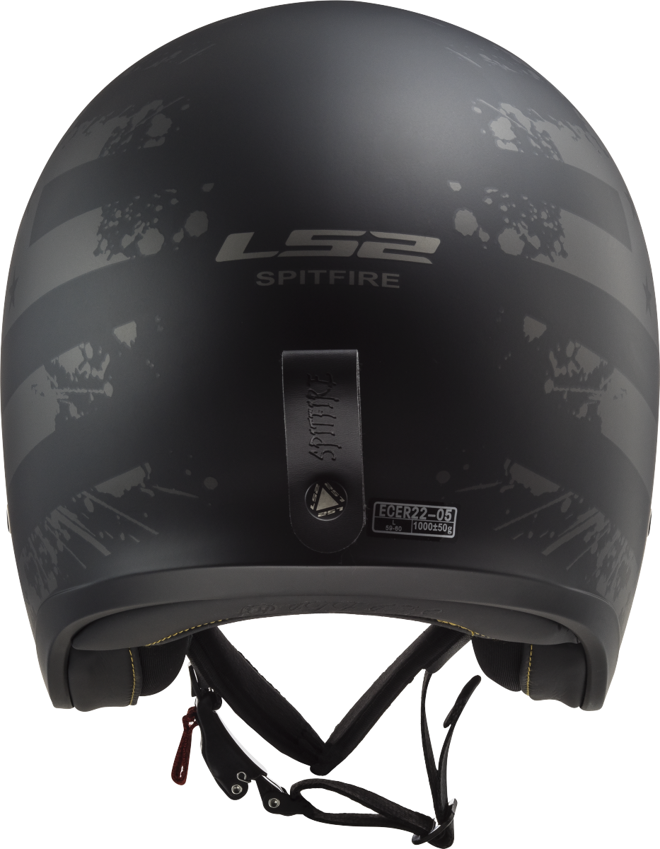 Casco LS2 OF599 SPITFIRE BLACK FLAG NEGRO MATE/TITANIO 3