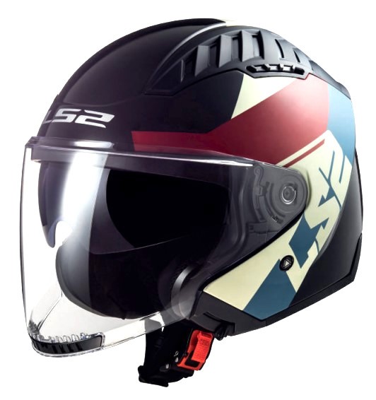 Casco LS2 OF600 COPTER RISE NEGRO MATE/ROJO/AZUL