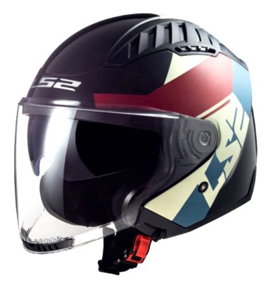 Casco LS2 OF600 COPTER RISE NEGRO MATE/ROJO/AZUL