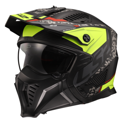 Casco LS2 OF606 DRIFTER DEVOR NEGRO MATE/AMARILLO ECE 22.06