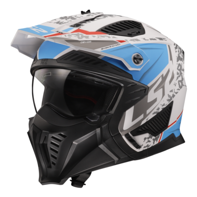 Casco LS2 OF606 DRIFTER DEVOR BLANCO MATE/AZUL ECE 22.06