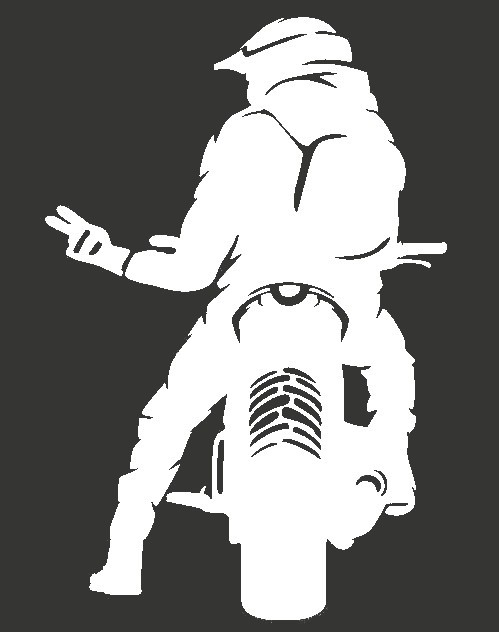 Sticker rider de espaldas para moto y equipamiento