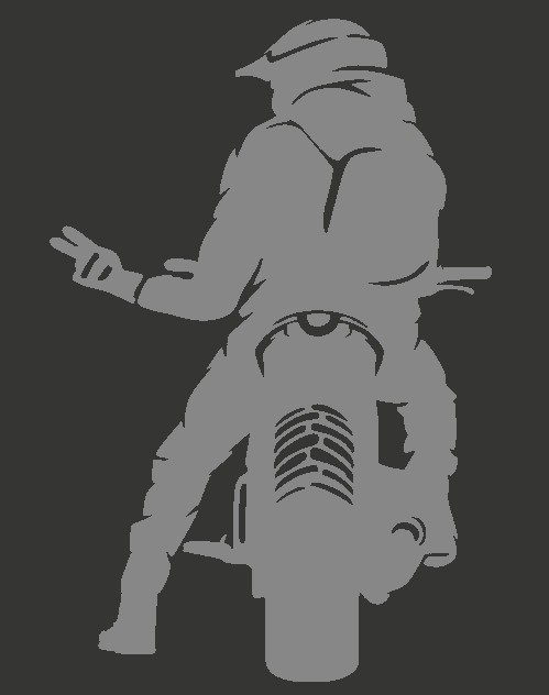 Pegatina decorativa motero saludando tamaño grande