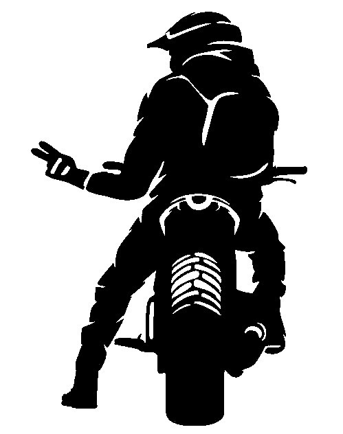 Pegatina biker saludando 110x70mm fondo transparente