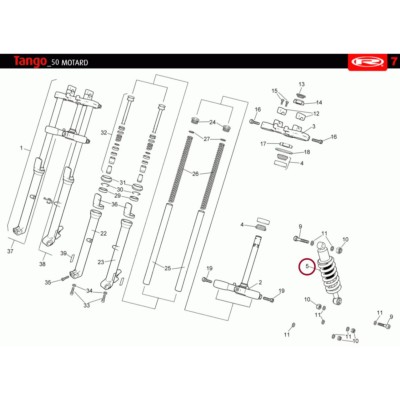 Amortiguador trasero original para Rieju Tango y Tangoo – Ref. 0/000.180.8100 – Compatible con 50cc, 125cc y 250cc