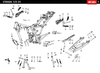 Caballete central para Rieju Strada 125 y Strada GT 125i Euro 4 - Soporte estable y resistente