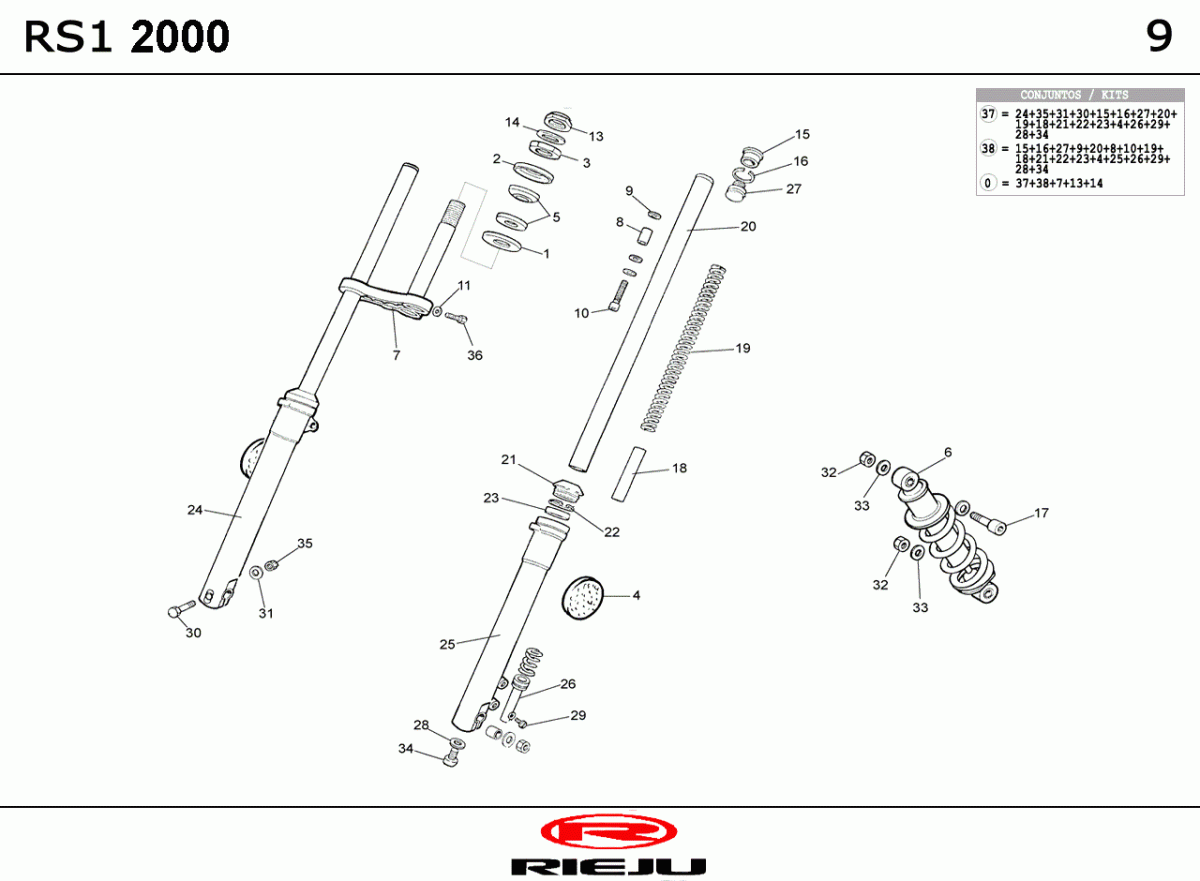 Tapón para barra de horquilla Rieju RR, RS1, Spike