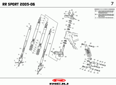 Platina inferior con tija horquilla Rieju original OEM 0/000.660.0663 para RR 50 y Spike 50
