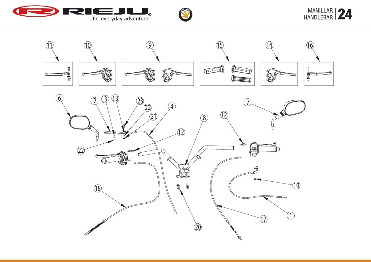 Maneta de freno compatible con Rieju Bye Bike, alta calidad y durabilidad