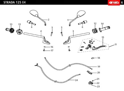 Espejo derecho para Rieju Strada 125 y Strada GT 125i Euro 4 - Diseño original y alta visibilidad