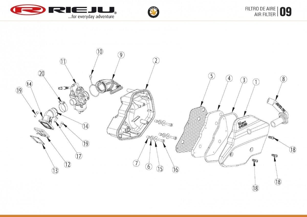 Repuesto original filtro de aire Rieju Bye Bike, máxima filtración y durabilidad