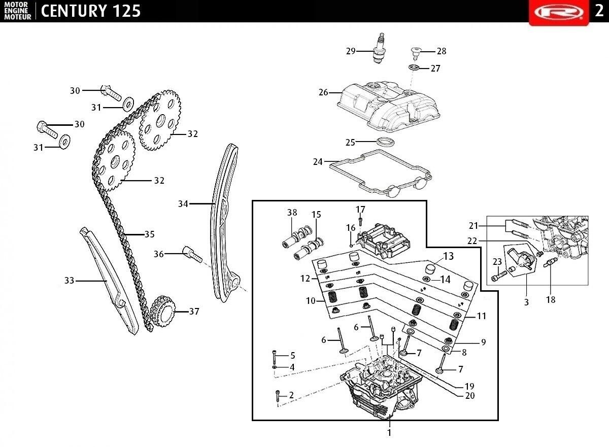 Retén de vástago de válvula motor Rieju Century 125 1