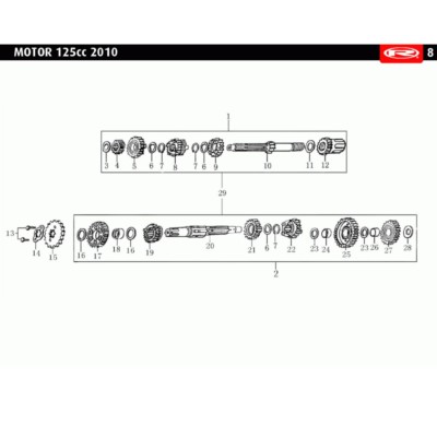 RJ70080002 Arbol Secundario Cambio Rieju Motor 125