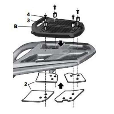 Fijación Trasera para Maleta SHAD BMW R1200 RT (08-13); BMW K1600 B/GT (12-17); BMW K1200 GS (07)