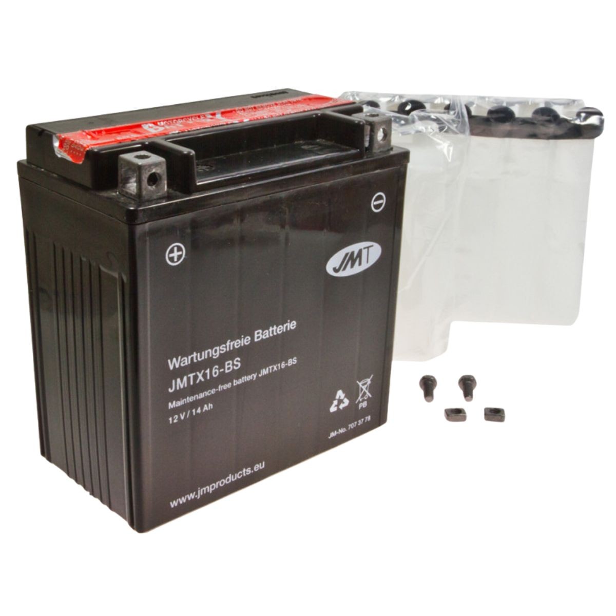 Batería moto JMT YTX16-BS 12V 14Ah para Suzuki Kingquad, Intruder y Marauder