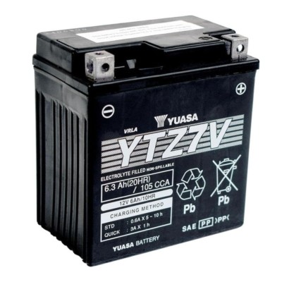 Batería YTZ7V Gel YUASA, Batería de gel para motocicleta, Batería YUASA YTZ7V, Batería de alto rendimiento YUASA