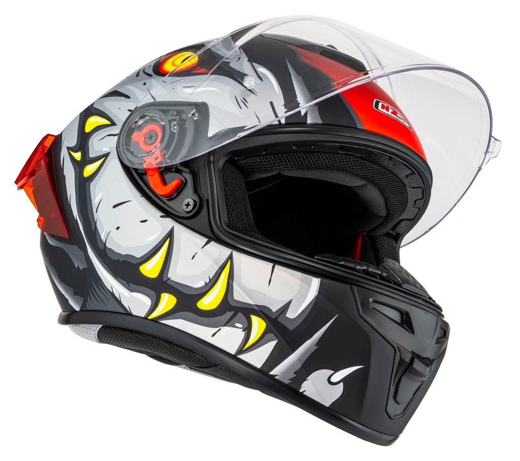 Casco NZI Trendy 3 STREAM RAPTOR Negro, Rojo Mate + Pantalla Negra Regalo 8